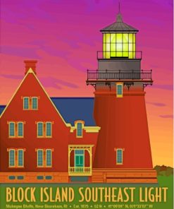 Block Island Lighthouse Poster Diamond Painting