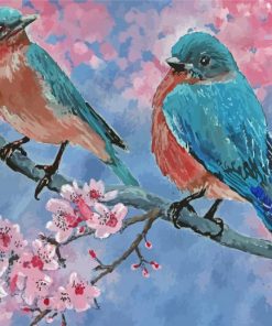 Blue Birds And Blossom Diamond Painting