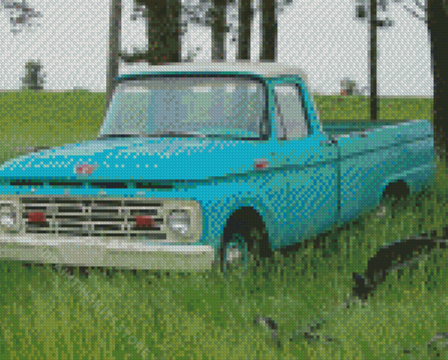 Blue Vintage Truck Diamond Painting