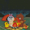 Brown And Cony Camping Diamond Painting