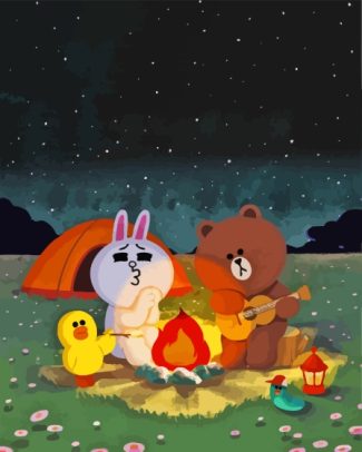 Brown And Cony Camping Diamond Painting