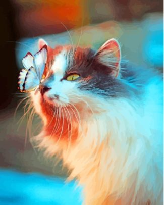 Cat With Butterfly On Nose Diamond Painting