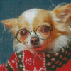 Chihuahua Dog With Glasses Diamond Painting