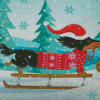 Christmas Dog Skiing In Snow Diamond Painting