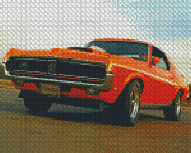 Classic Orange 1972 Cougar Car Diamond Painting