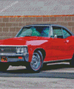 Classic Red 67 Chevy Impala Car Diamond Painting