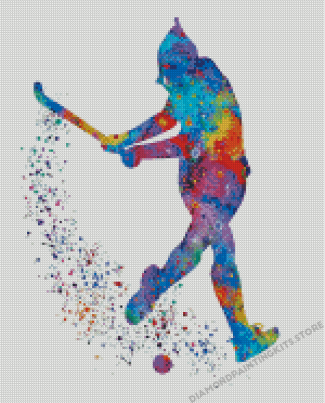 Field Hockey Colorful Abstract Player Diamond Painting