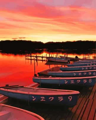 Lake In Shizuoka At Sunset Diamond Painting