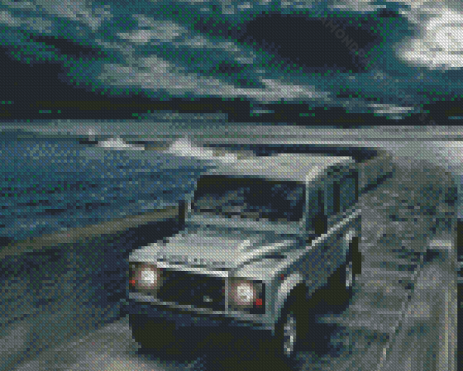 Land Rover Defender Seaside Road Diamond Painting