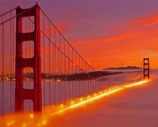 Light Golden Gate Bridge In Fog Diamond Painting