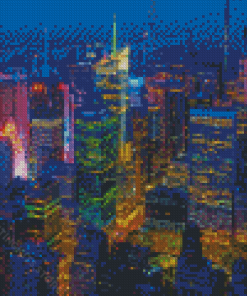 Manhattan City By Night Diamond Painting