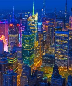 Manhattan City By Night Diamond Painting