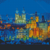 Prague Buildings By Night Diamond Painting