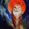 Red Owl Moon Diamond Painting