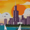 Sears Tower Chicago City Poster Diamond Painting