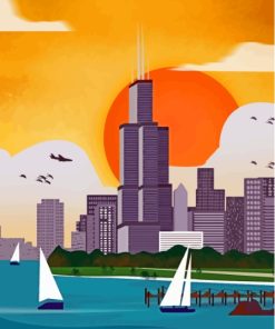 Sears Tower Chicago City Poster Diamond Painting