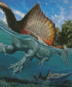 Spinosaurus Dinosaur Underwater Diamond Painting