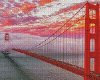 Sunset Golden Gate Bridge In Fog Diamond Painting