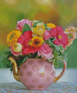 Teapot Flowers Diamond Painting
