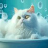 White Cat In Shower Diamond Painting