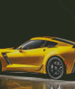 Yellow Corvette Sport Car Diamond Painting