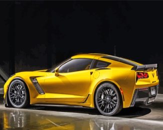 Yellow Corvette Sport Car Diamond Painting
