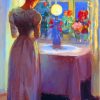 Young Girl In Front Of A Lighted Lamp Anna Ancher Diamond Painting
