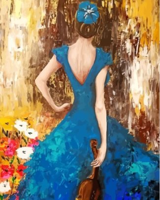 Abstract Girl Blue Dress Diamond Painting