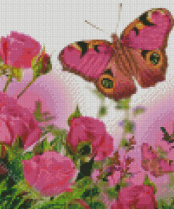 Aesthetic Pink Roses With Butterfly Diamond Painting