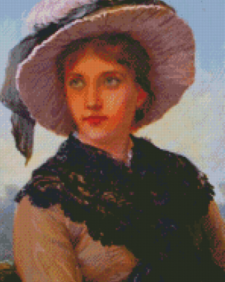 Aesthetic Woman With Hat Diamond Painting