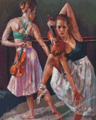 Ballerinas And Violin Diamond Painting