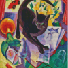 Black Cat And Flower Vase Diamond Painting