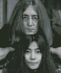 Black And White Yoko Ono And Lennon Diamond Painting
