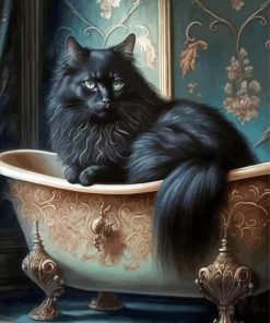 Black Cat In A Bath Diamond Painting