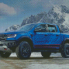 Blue Ford Raptor Car In Snow Diamond Painting