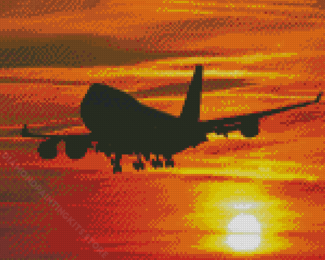Boeing 747 At Sunset Diamond Painting