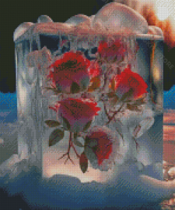 Blue Frozen Roses Diamond Painting