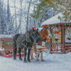 Christmas Horses With Sleigh Diamond Painting
