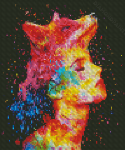 Colorful Abstract Fox Girl Diamond Painting