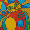 Colorful Cubist Cat Diamond Painting