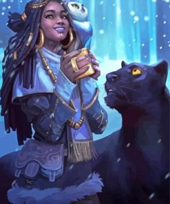 Cool Black Lady And Tiger Diamond Painting