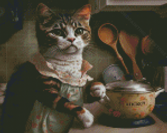Cute Cat Cooking Diamond Painting