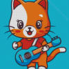 Cute Cat Playing Guitar Diamond Painting