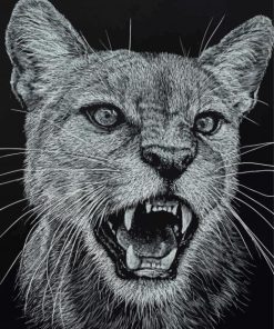 Mad Black And White Panther Diamond Painting