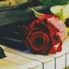 Vintage Red Rose With Piano Keys Diamond Painting