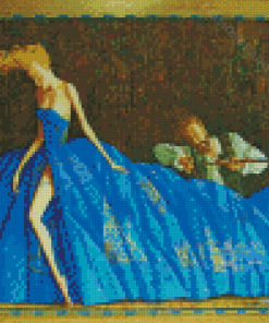 Woman In Blue Dress Roman Zaslonov Diamond Painting