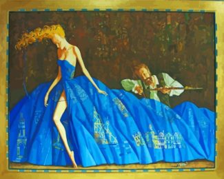 Woman In Blue Dress Roman Zaslonov Diamond Painting