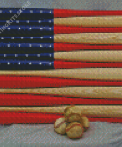 American Flag With Baseball Bats Diamond Painting