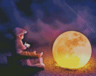 Baby Boy With Moon Diamond Painting