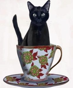 Cat In Cup Diamond Painting